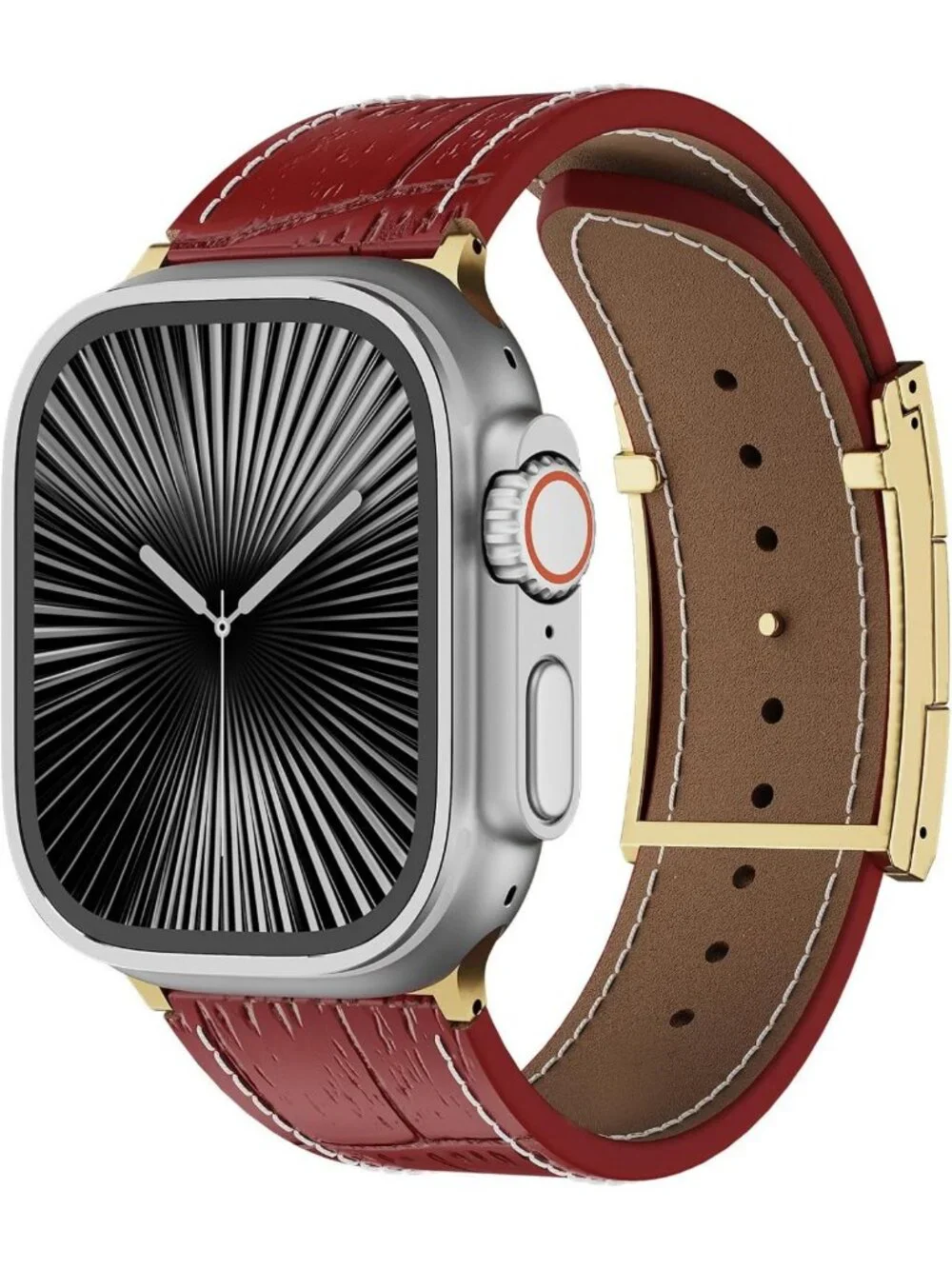 Stylish Alligator Leather Magnetic Watch Strap for Apple Watch 38-49mm, Durable
